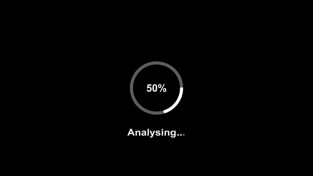Abstract loading icon of the Analyzing process with running percent's on the white screen. Analyzing Circular Progress Bar completed Motion Graphic animation on 4k video motion animation. 