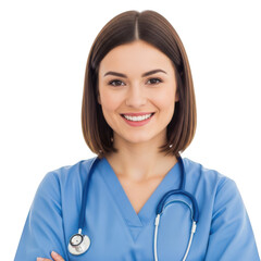 Smiling nurse portrait isolated on transparent background