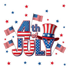 4th of july celebration isolated on transparent background