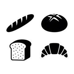 Fototapeta premium minimalist bakery bread assortment silhouette icons