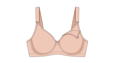 Comfortable beige maternity nursing bra with an open cup design for easy breastfeeding and supportive maternal undergarment.