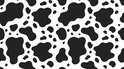 Cow Print Pattern &ndash; Black and White Irregular Spot Design for Fashion, Textile, Farm-Themed Decor, and Graphic Design Use
