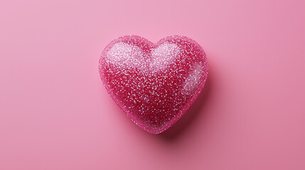 Fototapeta premium Minimal red heart centered on a soft pink background, representing love, romance, simplicity, and modern Valentine’s Day design.