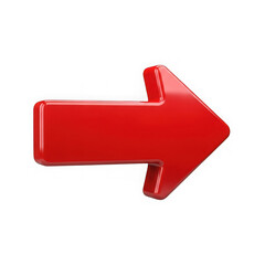Red arrow icon isolated on transparent background