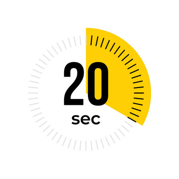 20 Second Timer, clock, stopwatch, Countdown timer, cooking time icon. Twenty second dial. Blue color isolated symbol. Vector illustration