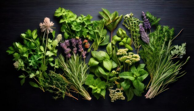 Freshly Harvested Herbs - A Vibrant Display of Culinary Delights.