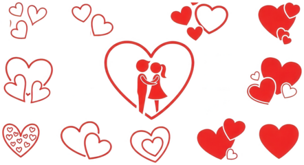 Red Heart png Lovely Love cutout Romantic Couple png Sweet Affection cutout Passionate Symbol png Caring Embrace cutout Outline Graphic png Filled Icon cutout isolated transparent background image