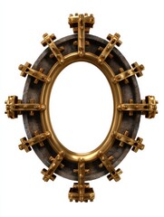 Fototapeta premium Steampunk brass gear frame with oval centerpiece
