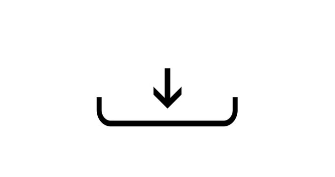 Downloading file icon loop animation. download arrow moving down animation on black background. file sharing animation concept