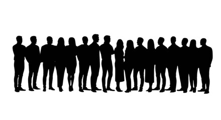 Naklejka premium Silhouette of group standing together isolated on transparent background