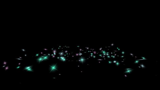 Sparkling magical dust particles flow across the bottom edge creating an ethereal light effect