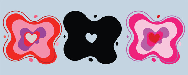 Valentine Heart Shapes Romantic Illustration Set