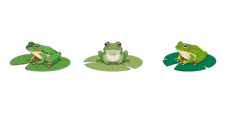 Frog silhouettes set, large pack of vector silhouette design, isolated white background