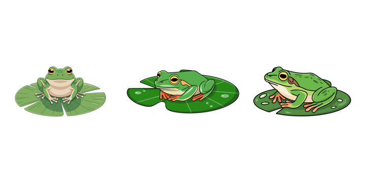 Frog silhouettes set, large pack of vector silhouette design, isolated white background