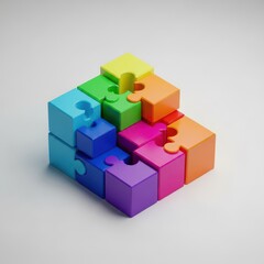 Obraz premium Small, colorful geometric blocks arranged to show segmented tasks, manageable portions, and efficient organizational methods, task, arrangement, learning