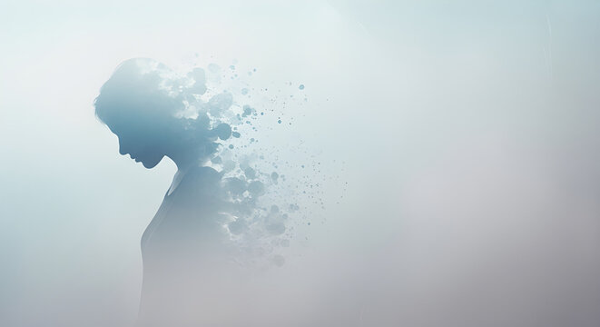 Woman Silhouette Fading Mental Health Depression Memory Loss Abstract
