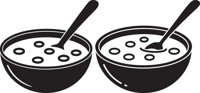 Silhouette of soup bowl with spoon inside vector
