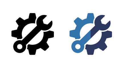 Gear and wrench icons representing technology and tools