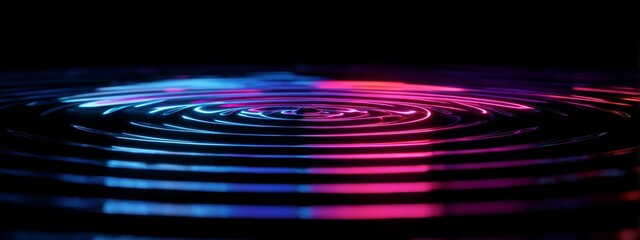 Hypnotic Neon Lights and Water Ripples Creating a Bending Effect in Motion