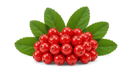 Bright Red Berries with Green Leaves