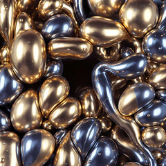  Luxury Metallic Marble: Fluid Gold and Deep Blue Swirl Abstract Art. High Gloss Macro Photography with Dynamic Movement. Elegant Texture