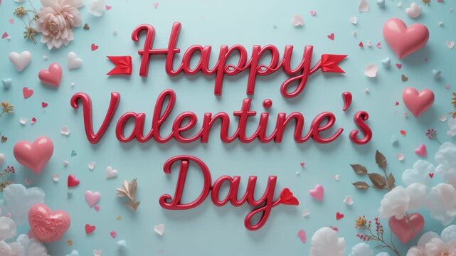 Pink vector greeting card with loving typography and heart symbols for a happy valentine's day celebration