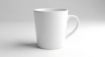 Obraz premium A white ceramic mug with a handle on a plain background