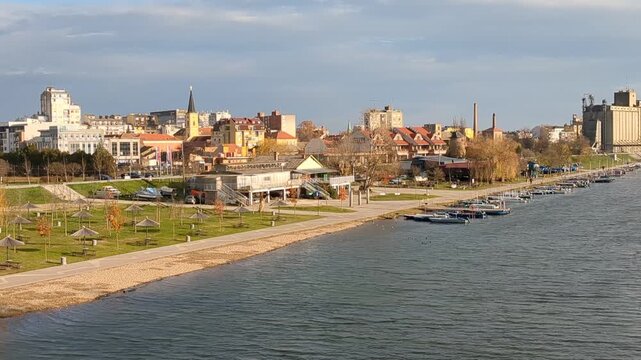 Tami&scaron; River, panoramic view. Pančevo, Serbia.
