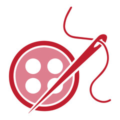 Sewing needle and button icon