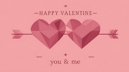 A Valentine's Day graphic with two pink hearts pierced by an arrow on a pink background