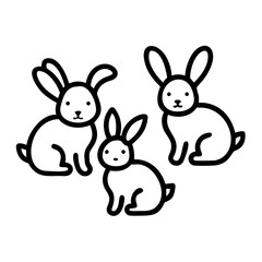 Cute cartoon illustration of three bunnies sitting together