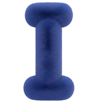 Fluffy Blue Letter I 3D Alphabet Illustration.