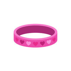 Barbiecore pink bracelet with heart pattern band, colorful vector flat style illustration