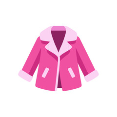 Barbiecore pink coat with wide lapel collar, colorful vector flat style illustration