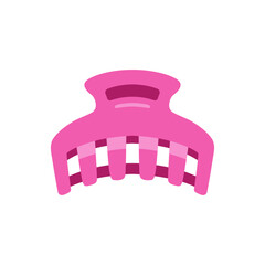 Barbiecore pink hair claw clip with checkered teeth, colorful vector flat style illustration