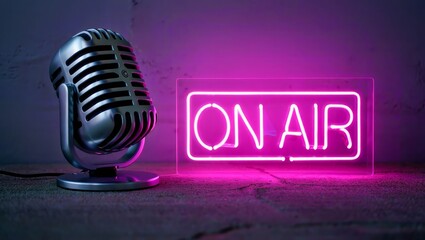 On air text, podcast concept.