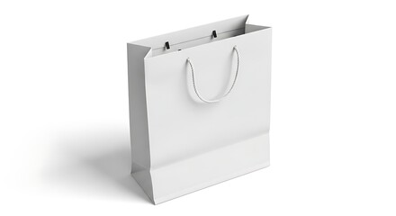 A white paper shopping bag with handles