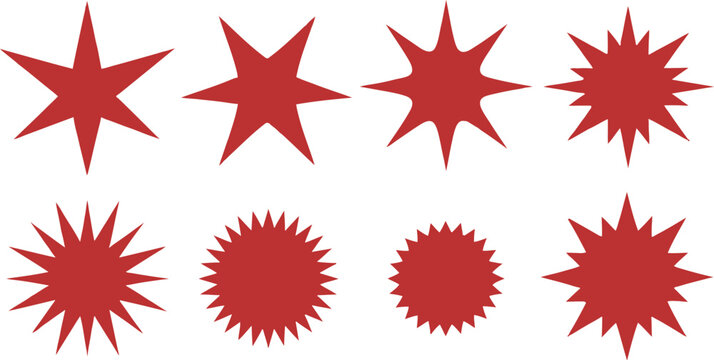 Promotional Starburst Badges Set With Sharp Angular Points And Bursts