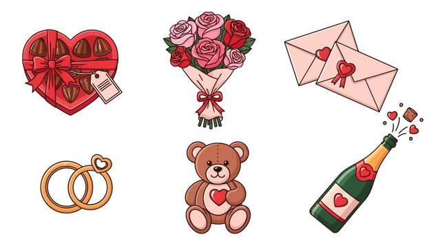 Valentines Day Gifts and Symbols Collection.