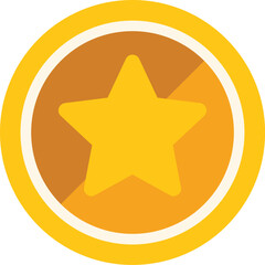 Obraz premium Round golden coin with a bright star, symbolizing achievement, quality, and success in business or ranking