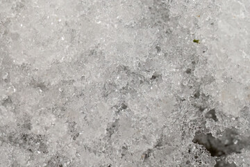 Close-up of melting snow crystals
