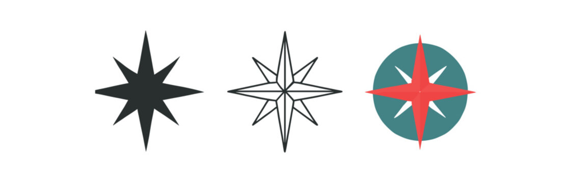 compass three simple compass rose teal and red