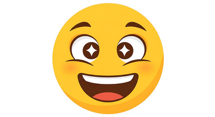 Fototapeta premium Happy yellow emoji face laughing joyfully isolated on white background vector illustration