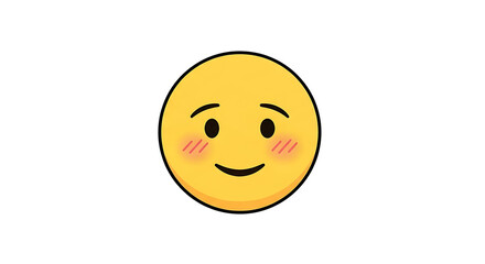 Fototapeta premium Yellow smiling emoji face with blush vector illustration isolated on white background