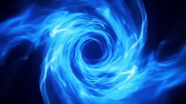 Abstract blue vortex background with swirling smoke and light effects, creating a dynamic and mesmerizing visual.
