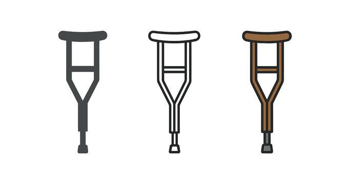 crutch three crutch wood brown and gray