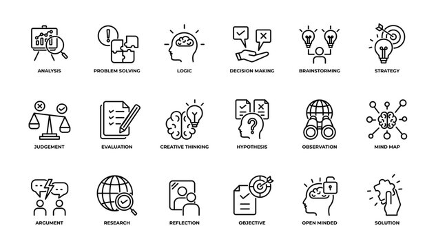Critical Thinking Icon Pack. Vector illustration