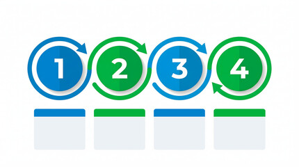 Modern 4 step business infographic process chart with arrows and text boxes