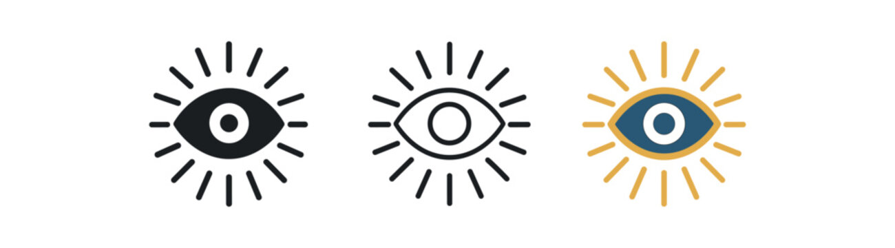 clarity three eye inside simple sunburst circle blue and gold