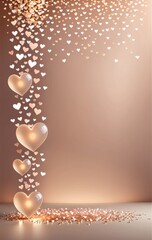 hearts cascade banner copyspace concept of romance, wedding, valentine